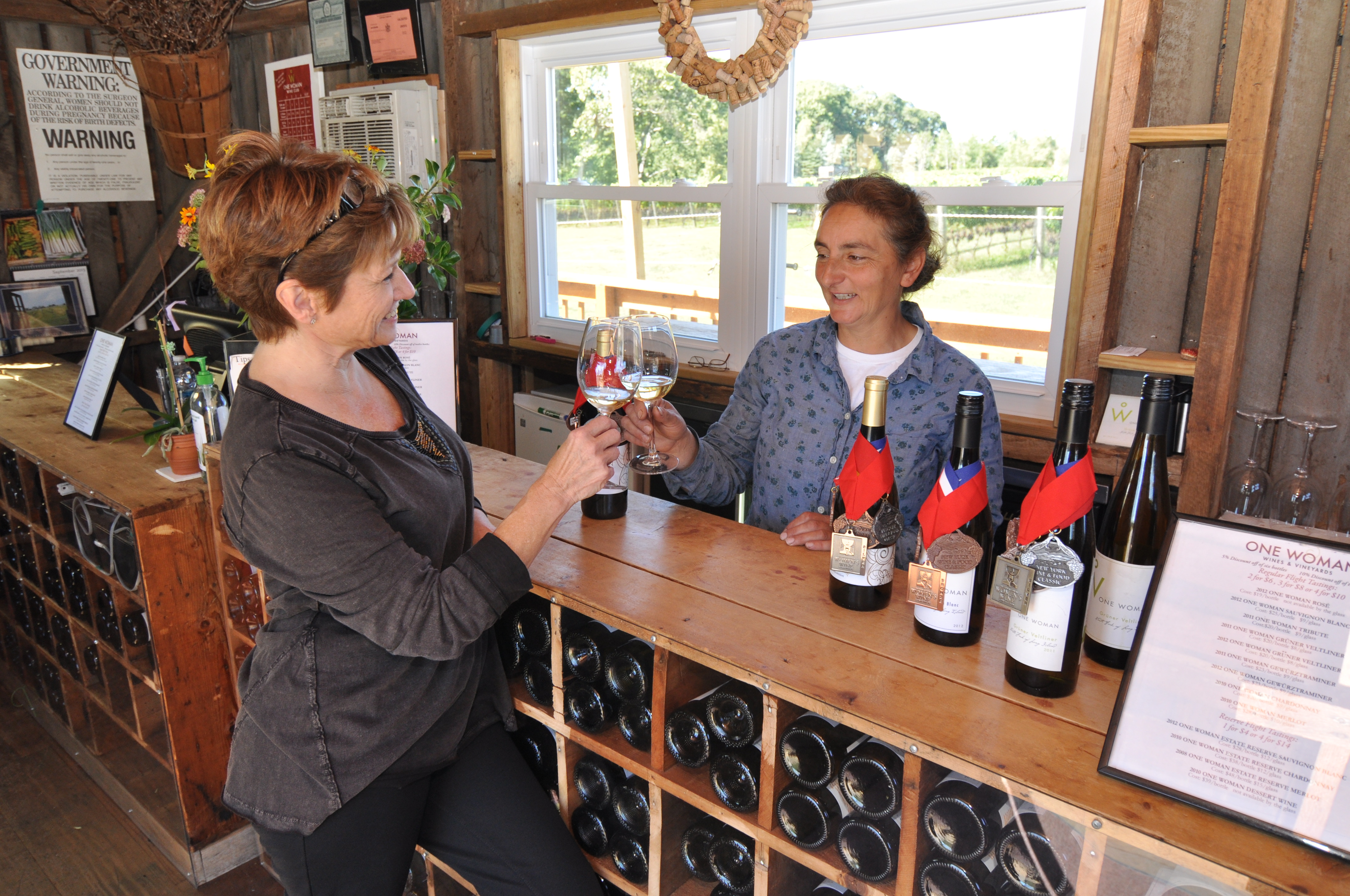 Here’s a photo of Cornell Cooperative Extension of Suffolk County's Agricultural Stewardship Program Coordinator, Becky Wiseman, along with Claudia Purita of One Woman Wines and Vineyards. Claudia is the wine owner, vineyard manager, and wine maker. Her vineyard is located on the Long Island Sound and she is a part of Cornell's Agricultural Stewardship Program, a program that is supported by the Long Island Sound Futures Fund.