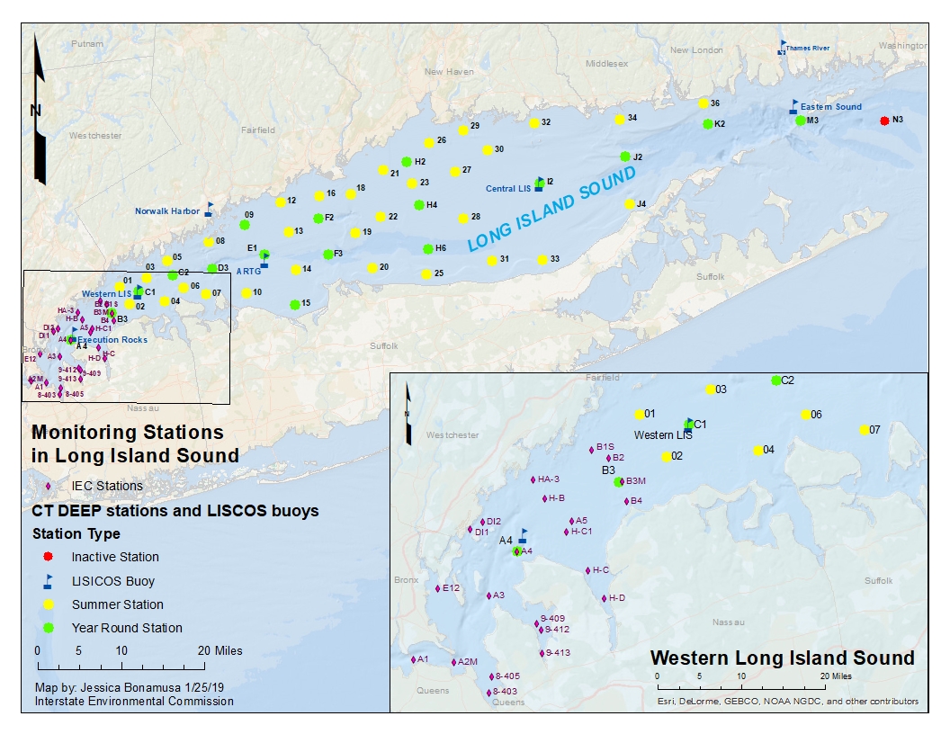 long island sound map Water Quality Monitoring In The Sound And Embayments Long Island