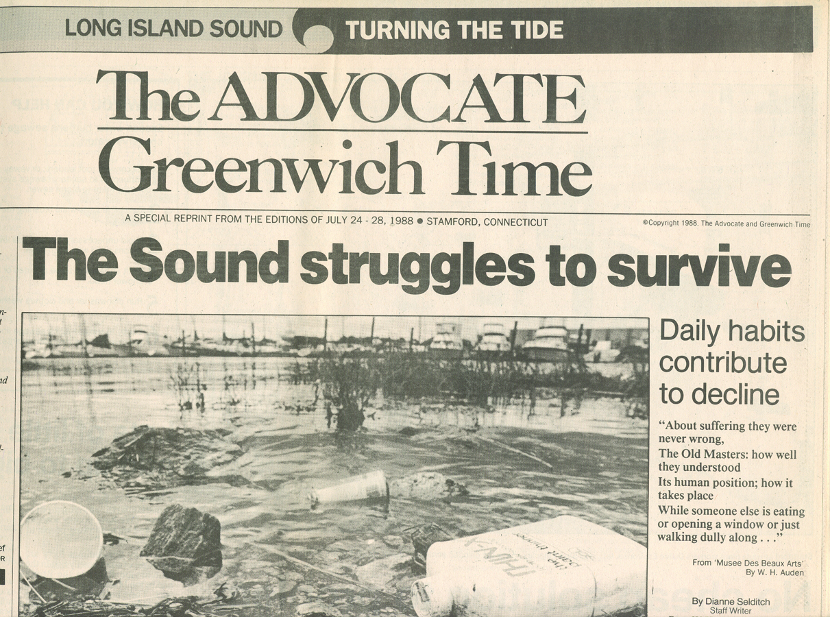 A newspaper from the 1980s describing issues facing Long Island Sound.