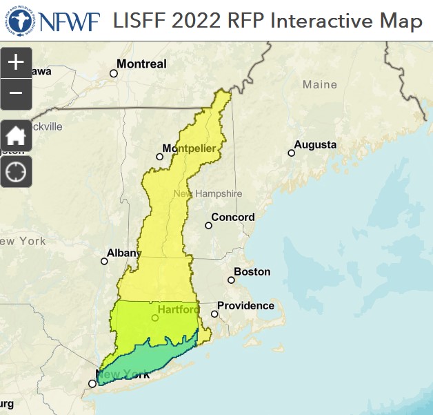 An interactive map describing the geographic boundaries of the Long Island Sound watershed. It was used for the 2022 Long Island Sound Futures Fund Request for Proposals
